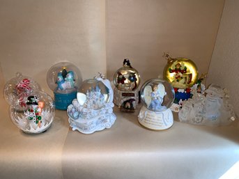 8pc Assorted Angel And Snowman Snow Globes