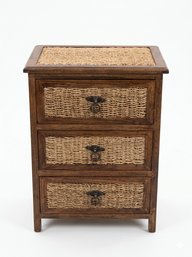 Vtg Wooden Hand Woven Side Table