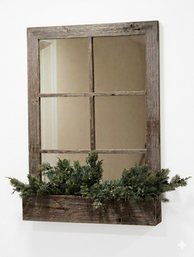 Window Pane Mirror With Planter