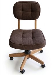 Brown Office Spin Chair With Wooden Frame