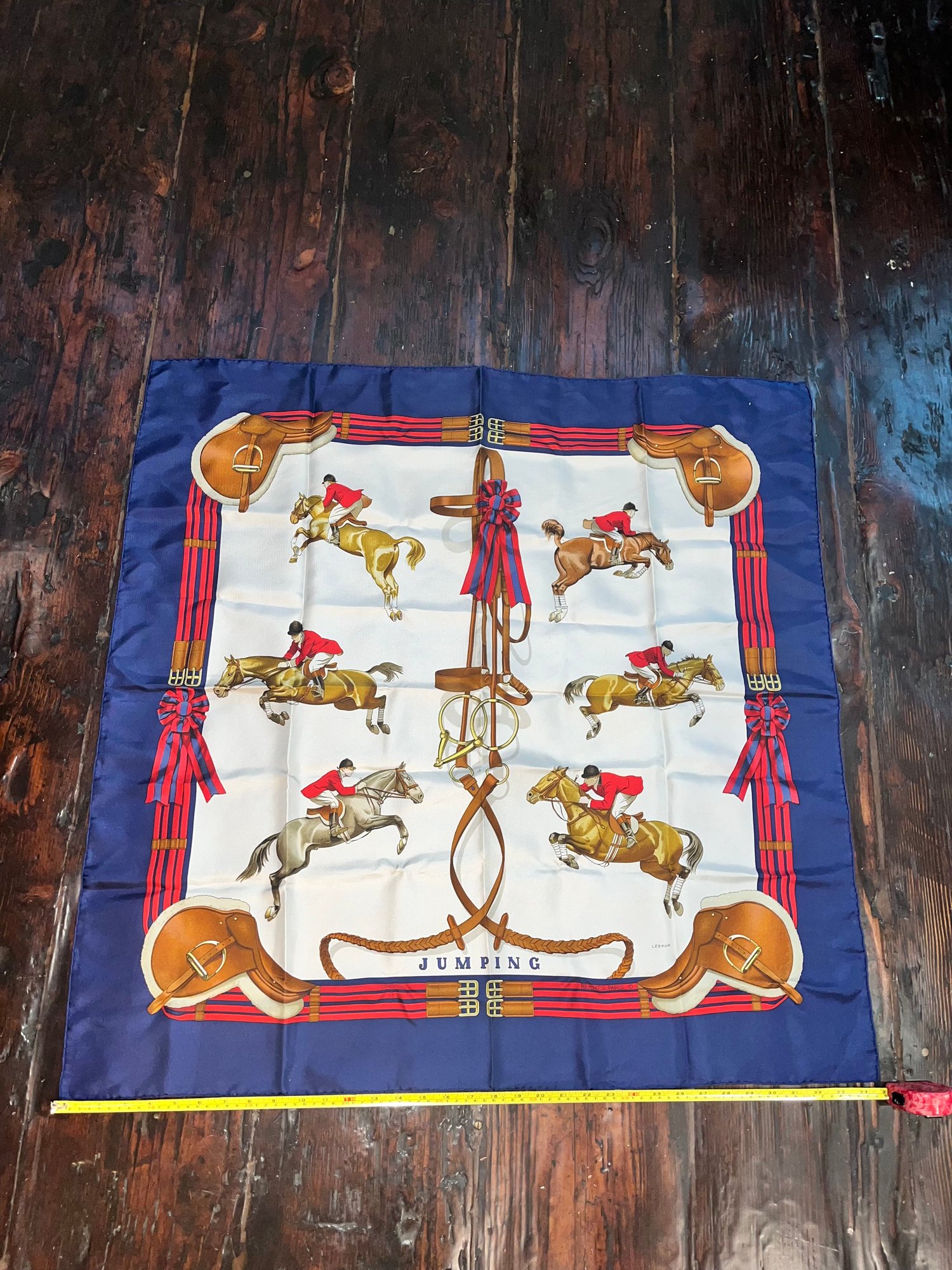 180 Vintage Hermes Jumping By Phillipe Ledoux Print Silk Scarf