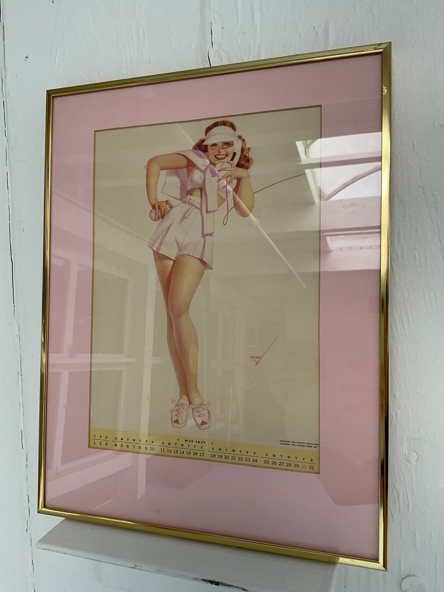 061 Vintage George Petty Pin-Up Girl Tennis Outfit May 1947