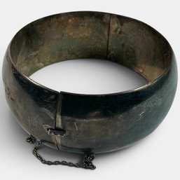 #256 Vintage Sterling Silver Hinged Bangle Bracelet 3' X 1'
