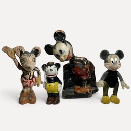 #176 Set Of Four (4) Vintage Early Disney Mickey Mouse Collectible Figures