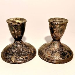 #350 Pair Of Vintage Duchin Creation Weighted Sterling Silver Candle Holders 366g
