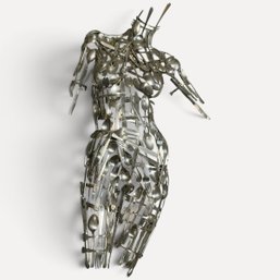 #220 Lawrence Feir 'Look Who's Coming To Dinner' Lifesize Figurative Metal Sculpture 38'