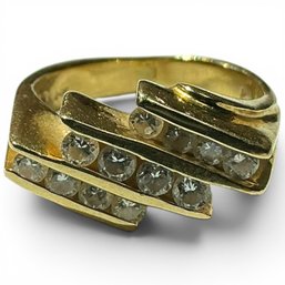 #360 Vintage 14K Yellow Gold Cocktail Ring With Chanel Set Gemstones 5.15g