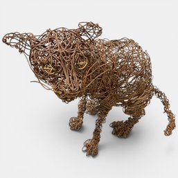 #129 Vintage Modern Metal Art Wire Sculpture Cat 16'