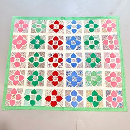 #340 Vintage Handmade Floral Patterned Quilt 78' X 67'