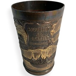 #072 Vintage Seattle Embossed Metal Souvenir Cup #2 3.5'