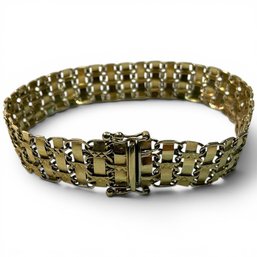 #345 Vintage Autok Turkey 10K Woven Mesh Link Gold Bracelet 10.5g 7' X 0.5'