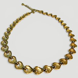 #219 Monet Designer Costume Linked Heart Necklace 18'