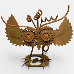 #132 Vintage Rustic Metal Owl Art Piece 12.5'