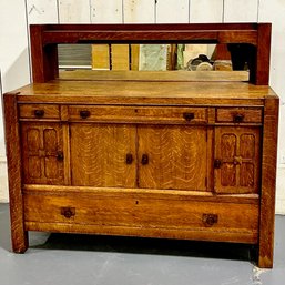 #005 Antique Arts & Crafts Mission Oak Sideboard With Mirror