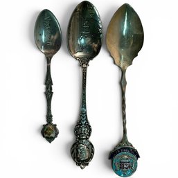 #335 Set Of Three (3) Vintage Sterling Silver British Columbia Souvenir Spoons 38g