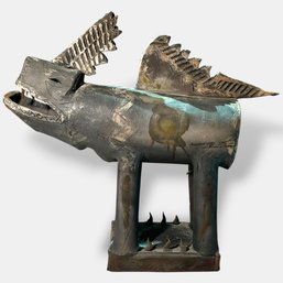 #378 Vintage Ceramic Clay Artist Dragon Sculpture 14.5' X 13.5'