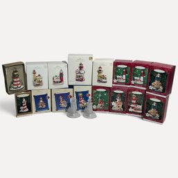 #122 Set Of Eighteen (18) Vintage Hallmark Keepsake Lighthouse Greetings Series Replica Lighthouse Ornaments