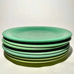 #103 Vintage Set Of Eight (8) Homer Laughlin Fiesta Plates, Variety Green 10.25'