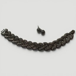 #211 Vintage Sterling Silver Necklace And Earring Set 50g