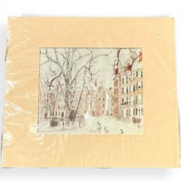#243 Busse Snowy VIllage Landscape Scene Print 13' X 12'