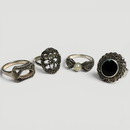#222 Set Of Four (4) Vintage Sterling Silver Rings 21.13g