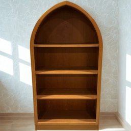 #298 Mid-Century Danish Modern Teak Arched Bookshelf 71' X 37.25'