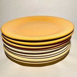 #101 Vintage Set Of Nine (9)Homer Laughlin Fiesta Plates, Variety Yellow 10.5'
