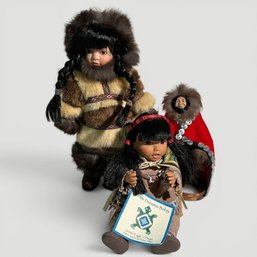 #187 Set Of Three (3) Indigenous And Alaskan Native Dolls