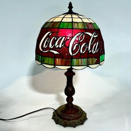 #034 Vintage Coca-Cola Stained Glass Accent Lamp