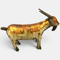 #135 Vintage Handmade Metal Goat Sculpture 15'