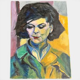 #002 Gregory Grenon (1948-2022) Woman With Black Hair Painting