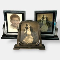 #237 Set Of Three (3) Antique Art Deco Swinging Picture Frames 12'