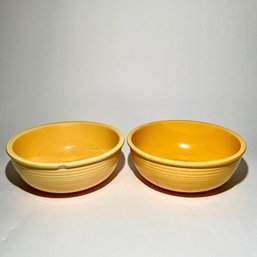 #050 Vintage Pair Of Homer Laughlin Fiestaware Salad Bowls, Yellow 8.5'