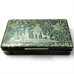 #321 Fine French Niello Sterling Hunting Scene Snuff Box - Early 19th Century 3.25' X 2'