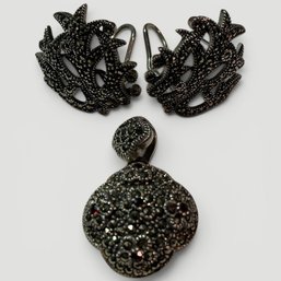#209 Vintage Sterling Silver Earrings And Pendant Set 16.90g