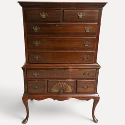 #500 Antique Mahogany Chippendale Highboy Dresser 57'
