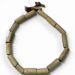 #203 Vintage Tube Beaded Bone Necklace With Natural Fiber Cord 30'