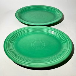 #116 Vintage Pair Of Homer Laughlin Fiesta Plates, Green 12.5'