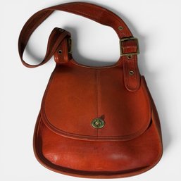 #343 RARE Early Vintage Coach Leather NYC Saddle Crescent Shoulder Bag 10'