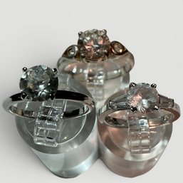 #212 Set Of Three (3) Vintage Sterling Silver Engagement Rings 8.35g