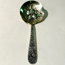 #207 Antique S. Kirk & Son 'Repouss' Pattern Sterling Silver Berry Spoon 29g