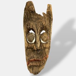 #161 HUGE Vintage Tikki Bar Decor Driftwood Tree Face Folk Art Wall Mask 40'