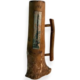 #083 Antique Handcrafted Wooden Totem Pole With Princess Angeline Portrait 10'