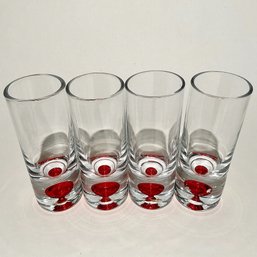 #364 Set Of Four (4) Vintage Barware Shot Glasses 4.25' X 1.75'
