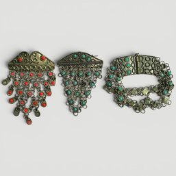 #228 Set Of Three (3) Antique Middle Eastern Tribal Jewelry Pieces