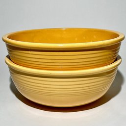#052 Vintage Pair Of Homer Laughlin Fiestaware Salad Bowls, Yellow 10.5'