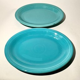 #118 Vintage Pair Of Homer Laughlin Fiesta Plates, Turquoise 12.5'