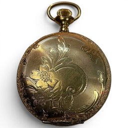 #355 Vintage Lonville Pocket Watch With Waltham 1890 Floral Engraved Gold-Filled Case 2' X 1.75'