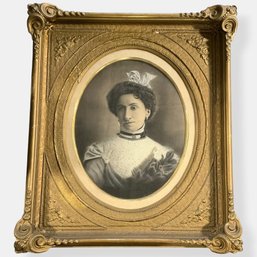 #303 Antique 19th-Century Woman Framed Oval Photograph 37' X 33'