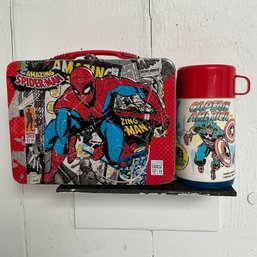 #043 'The Amazing Spiderman' Metal Lunchbox And Vintage 1983 Aladdin Thermos